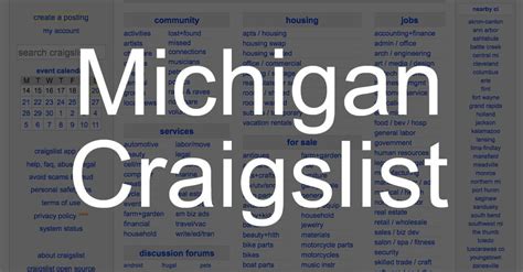 craigslist provides local classifieds and forums for jobs, housing, for sale, services, local community, and events. . Craigs list mich